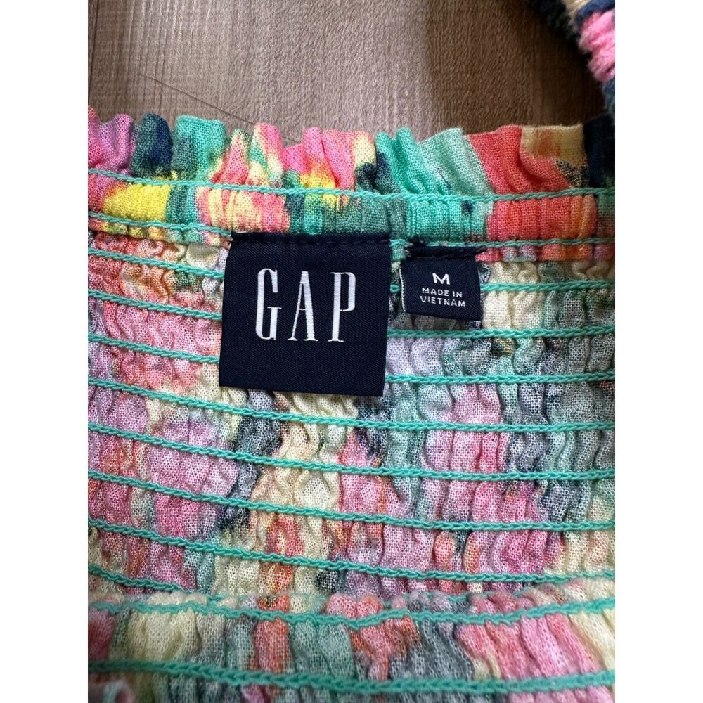 Gap Womens Medium Puff Sleeve Linen-Blend Colorful Floral Mini Dress - Picture 3 of 11